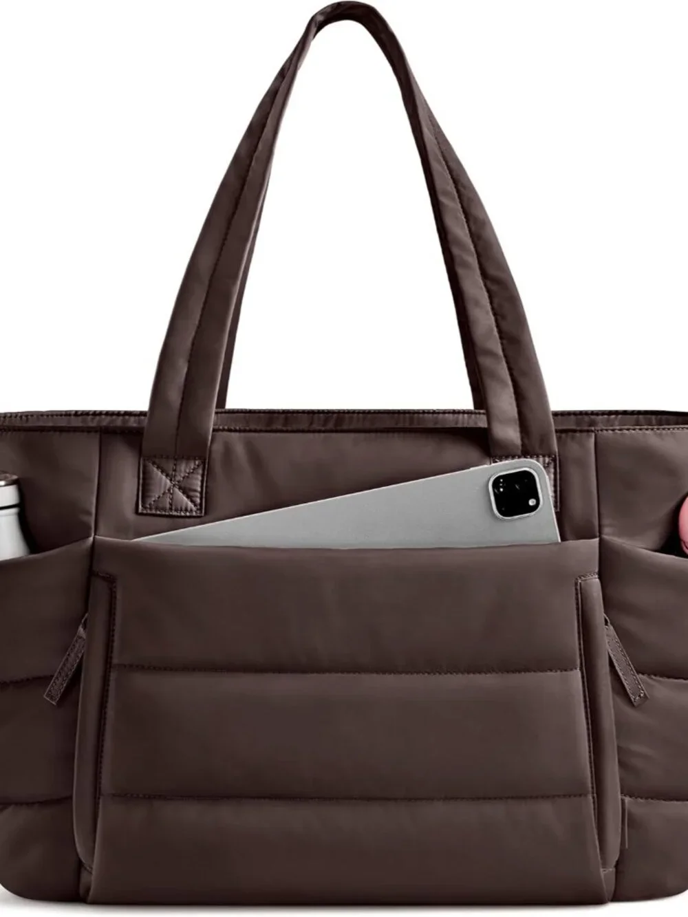 Tote Bag for Women with Zipper, Quilted Puffer Tote Bag with Compartments, Light